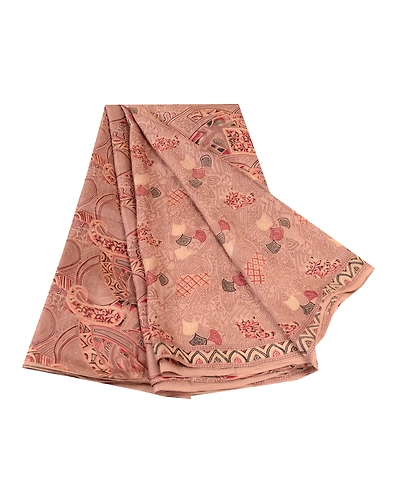 Sanskriti Vintage Sarees Mauve 100% Pure Silk Printed Sari Floral Craft Fabric, PR-60598-Mauve-Printed Floral Design-Pure Silk-6