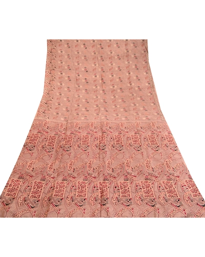 Sanskriti Vintage Sarees Mauve 100% Pure Silk Printed Sari Floral Craft Fabric, PR-60598-Mauve-Printed Floral Design-Pure Silk-7