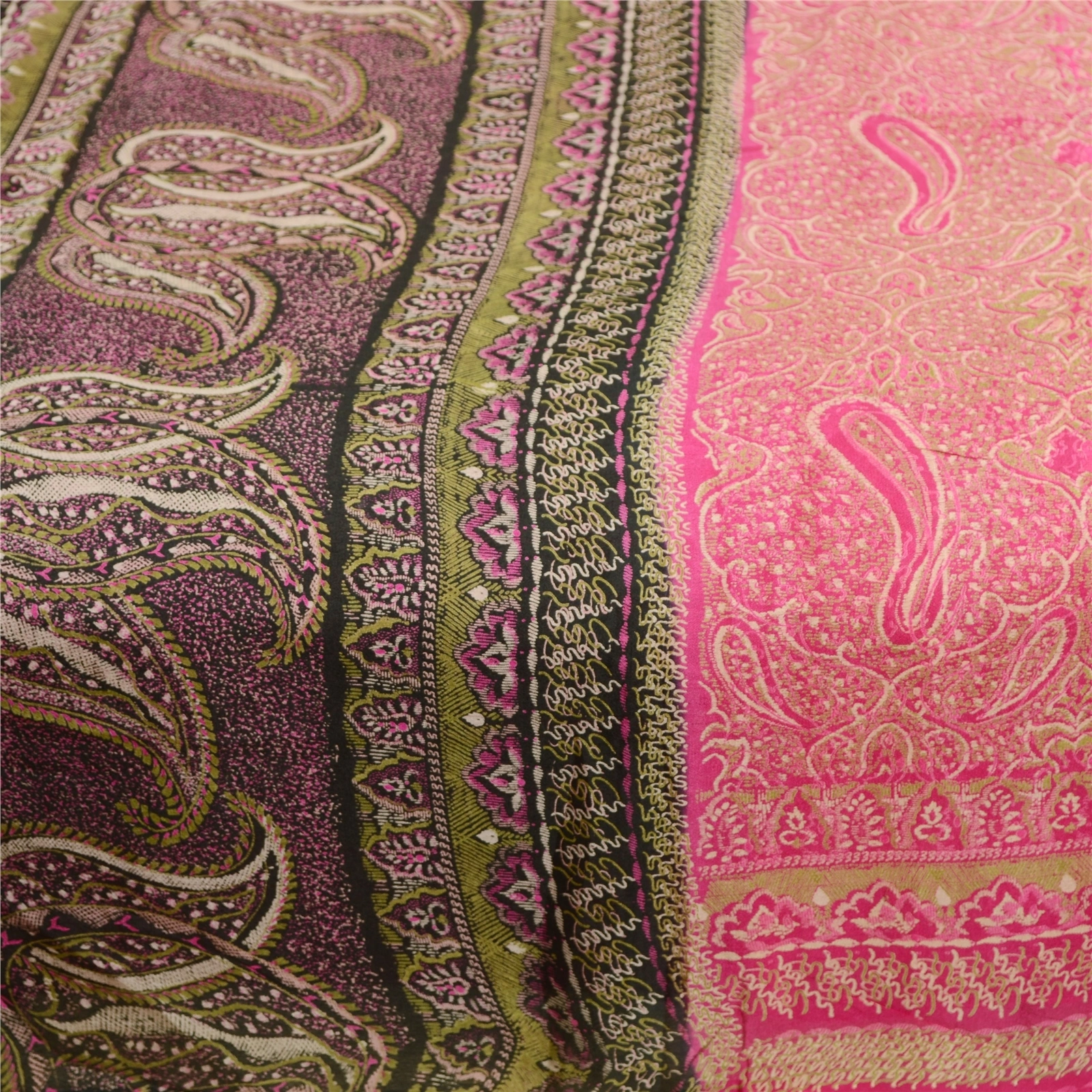 Sanskriti Vintage Sarees Pink Indian Pure Silk Printed Sari Floral Craft Fabric, PR-60610-Pink-Printed Floral Design-Pure Silk-3