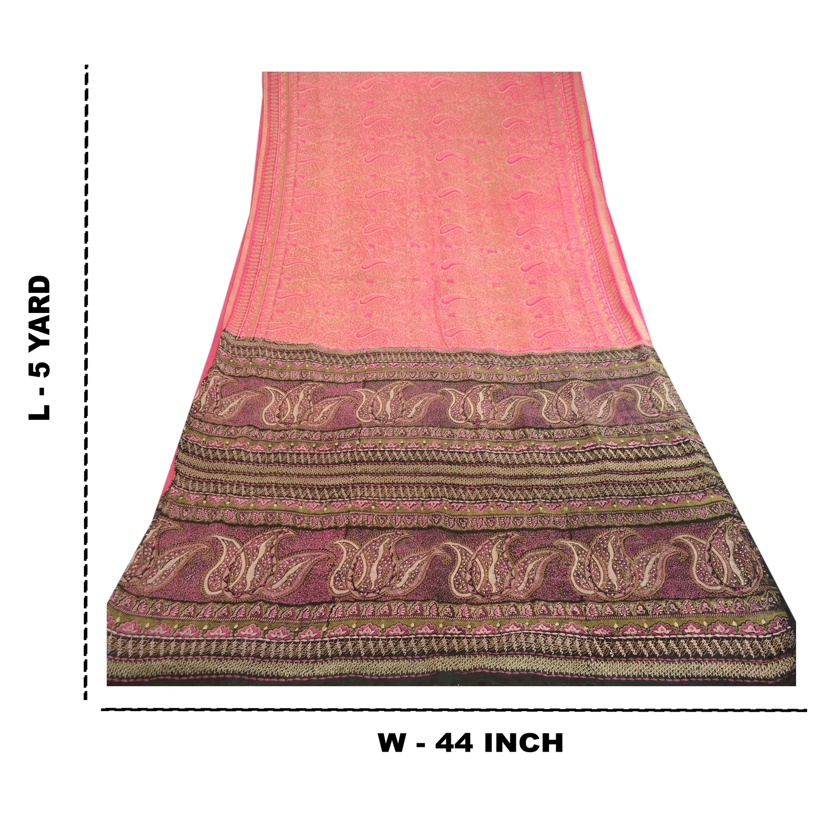 Sanskriti Vintage Sarees Pink Indian Pure Silk Printed Sari Floral Craft Fabric, PR-60610-Pink-Printed Floral Design-Pure Silk-8