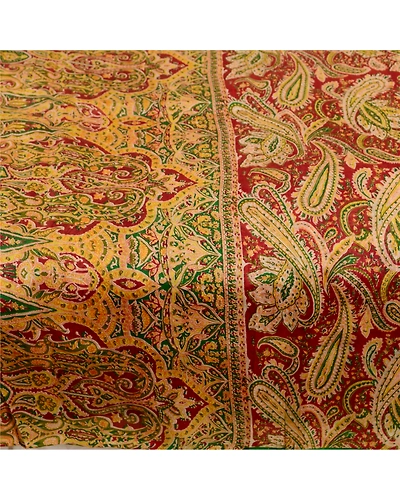 Sanskriti Vintage Sarees Red 100% Pure Silk Printed Sari Floral 5Yd Craft Fabric, PR-60631-Red-Printed Floral Design-Pure Silk-3