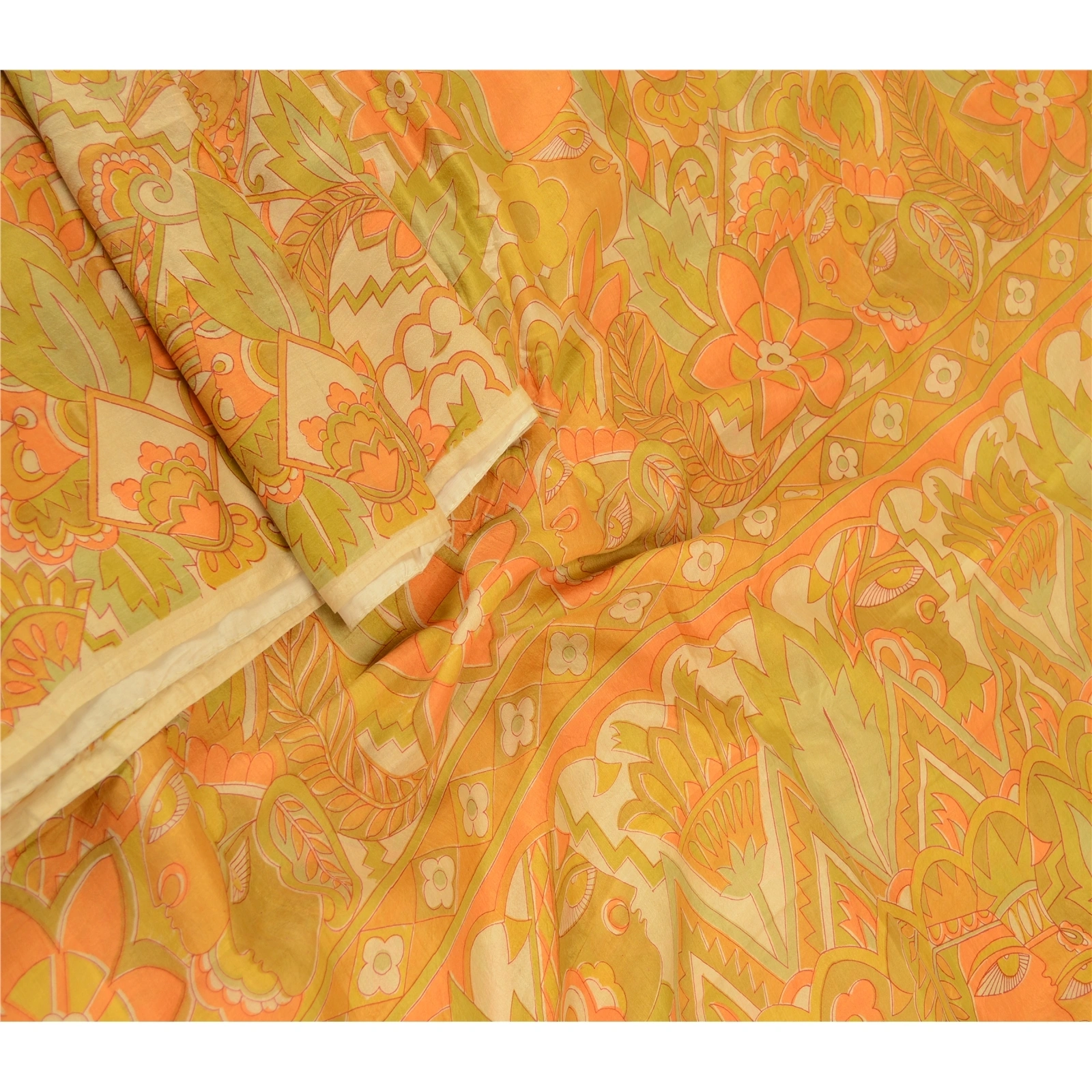 Sanskriti Vintage Sarees Multi 100% Pure Silk Printed Sari Floral Craft Fabric, PR-60643-Multi-Printed Floral Design-Pure Silk-1