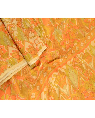 Sanskriti Vintage Sarees Multi 100% Pure Silk Printed Sari Floral Craft Fabric, PR-60643-Multi-Printed Floral Design-Pure Silk-1