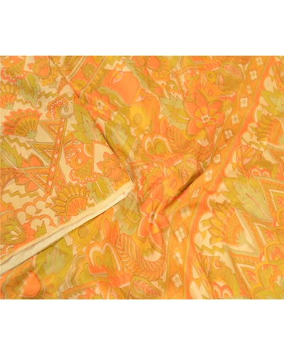 Sanskriti Vintage Sarees Multi 100% Pure Silk Printed Sari Floral Craft Fabric, PR-60643-Multi-Printed Floral Design-Pure Silk-2