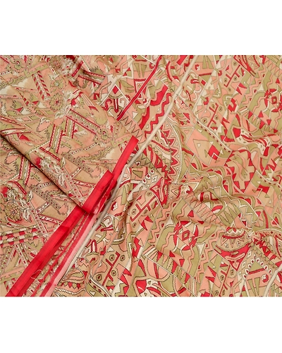 Sanskriti Vintage Sarees Multi Pure Silk Printed Sari Soft Floral Craft Fabric, PR-60653-Multi-Printed Floral Design-Pure Silk-1