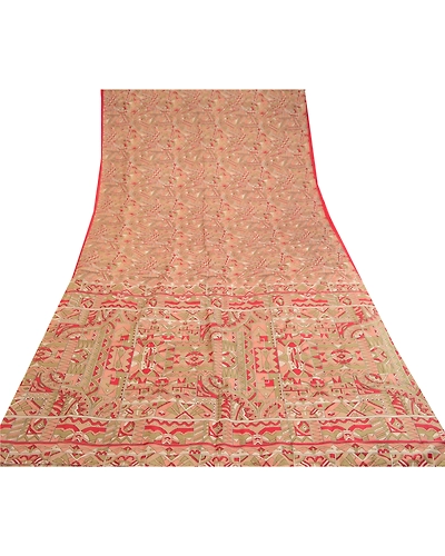 Sanskriti Vintage Sarees Multi Pure Silk Printed Sari Soft Floral Craft Fabric, PR-60653-Multi-Printed Floral Design-Pure Silk-7