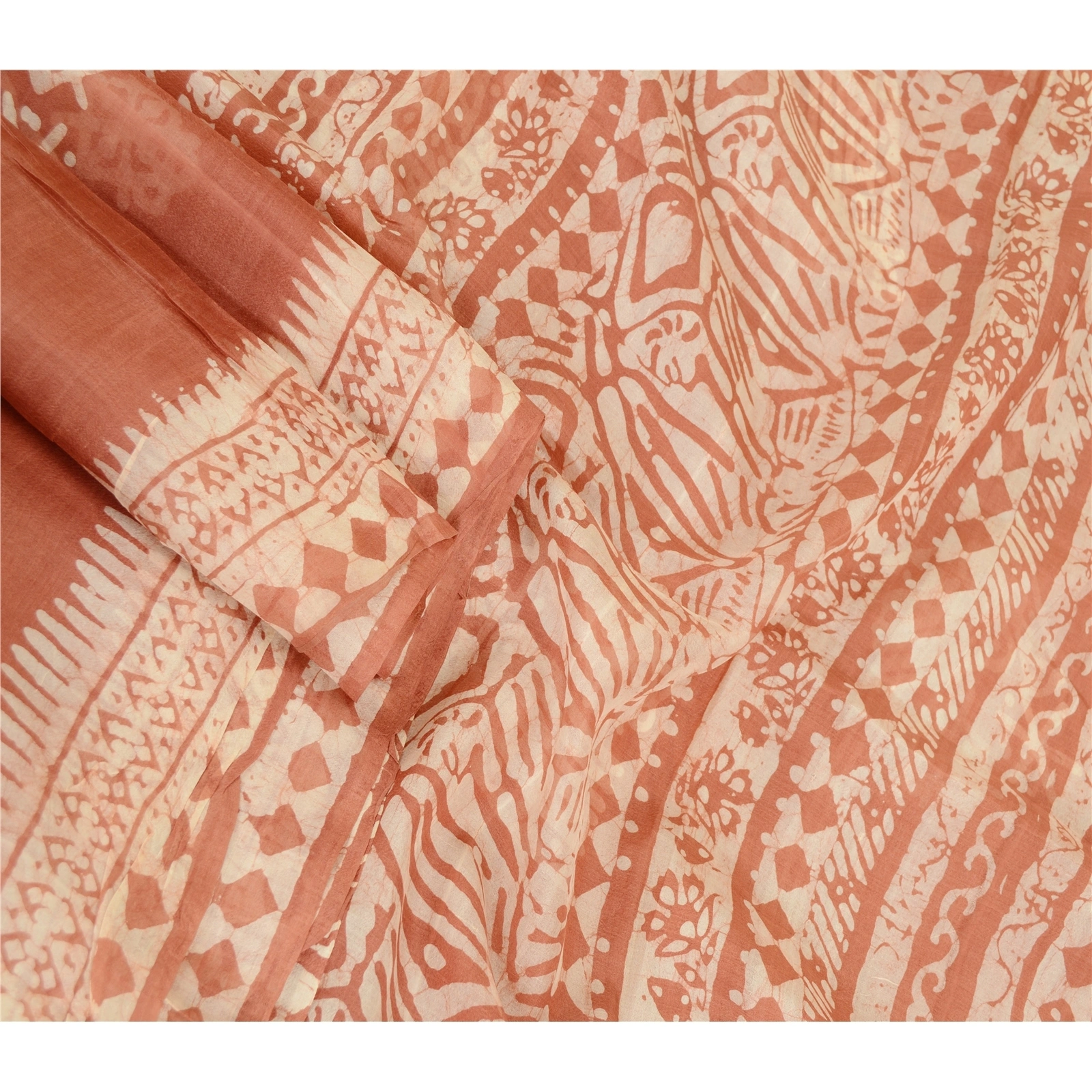 Sanskriti Vintage Sarees Dusty Pink Batik Printed Pure Silk Sari Craft Fabric, PR-60672-Dusty Pink-Printed Floral Design-Pure Silk-1