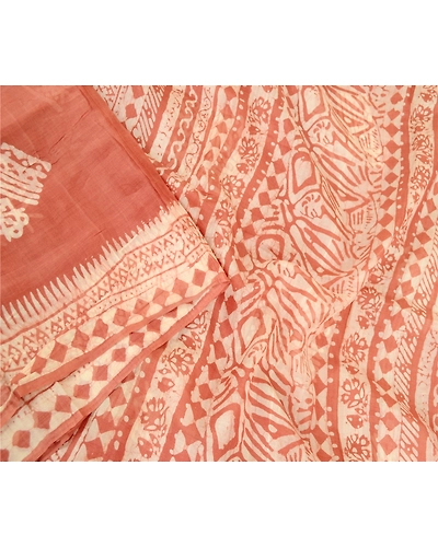 Sanskriti Vintage Sarees Dusty Pink Batik Printed Pure Silk Sari Craft Fabric, PR-60672-Dusty Pink-Printed Floral Design-Pure Silk-2