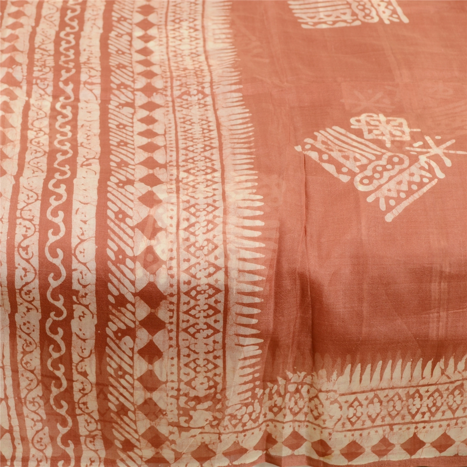 Sanskriti Vintage Sarees Dusty Pink Batik Printed Pure Silk Sari Craft Fabric, PR-60672-Dusty Pink-Printed Floral Design-Pure Silk-3