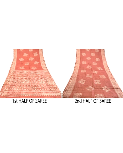 Sanskriti Vintage Sarees Dusty Pink Batik Printed Pure Silk Sari Craft Fabric, PR-60672-Dusty Pink-Printed Floral Design-Pure Silk-4