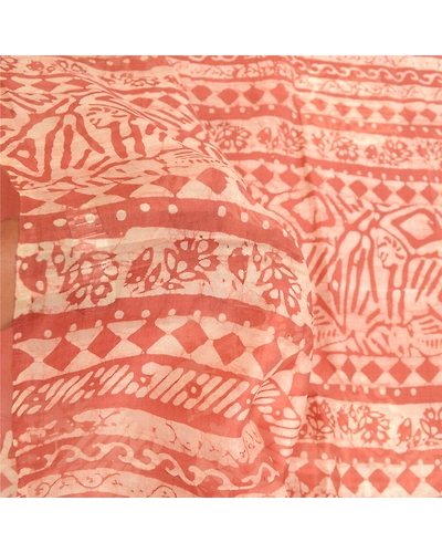 Sanskriti Vintage Sarees Dusty Pink Batik Printed Pure Silk Sari Craft Fabric, PR-60672-Dusty Pink-Printed Floral Design-Pure Silk-5