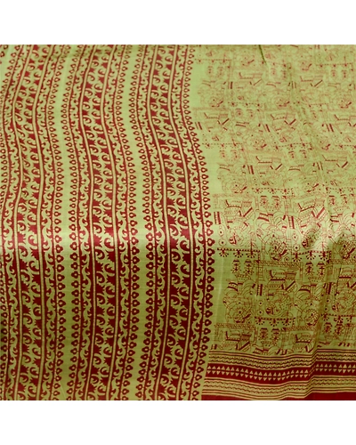 Sanskriti Vintage Sarees Women Printed Green Pure Silk Sari Soft Craft Fabric, PR-60692-Green-Printed Floral Design-Pure Silk-3