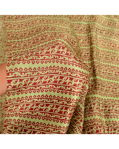 Sanskriti Vintage Sarees Women Printed Green Pure Silk Sari Soft Craft Fabric, PR-60692-Green-Printed Floral Design-Pure Silk-5