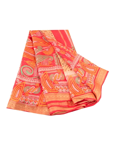Sanskriti Vintage Sarees Beige 100% Pure Silk Printed Sari 5Yd Soft Craft Fabric, PR-60742-Beige-Printed Floral Design-Pure Silk-6