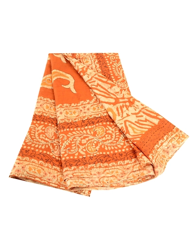 Sanskriti Vintage Sarees Batik Printed Brown Pure Silk Sari Soft Craft Fabric, PR-60845-Brown-Printed Floral Design-Pure Silk-6