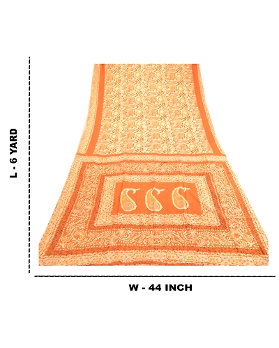 Sanskriti Vintage Sarees Batik Printed Brown Pure Silk Sari Soft Craft Fabric, PR-60845-Brown-Printed Floral Design-Pure Silk-8