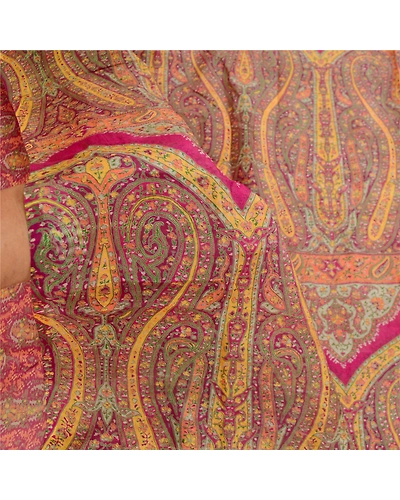 Sanskriti Vintage Sarees Purple Indian Pure Silk Printed Sari Soft Craft Fabric, PR-60899-Purple-Printed Floral Design-Pure Silk-5