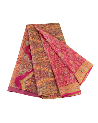 Sanskriti Vintage Sarees Purple Indian Pure Silk Printed Sari Soft Craft Fabric, PR-60899-Purple-Printed Floral Design-Pure Silk-6