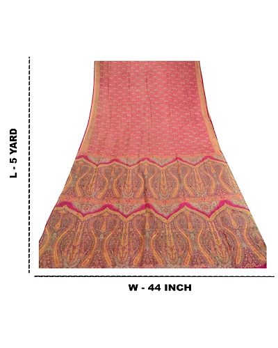 Sanskriti Vintage Sarees Purple Indian Pure Silk Printed Sari Soft Craft Fabric, PR-60899-Purple-Printed Floral Design-Pure Silk-8
