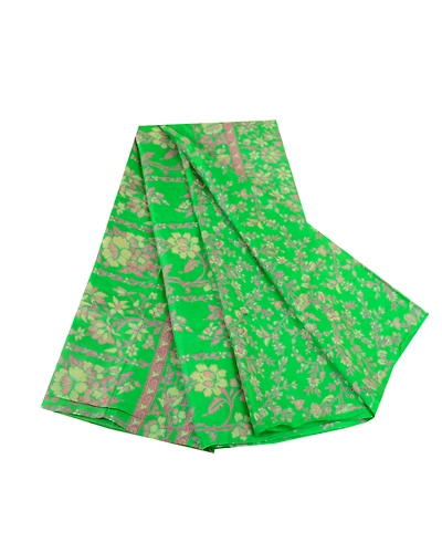 Sanskriti Vintage Sarees Green Pure Silk Printed Sari Floral Soft Craft Fabric, PR-60905-Green-Printed Floral Design-Pure Silk-6