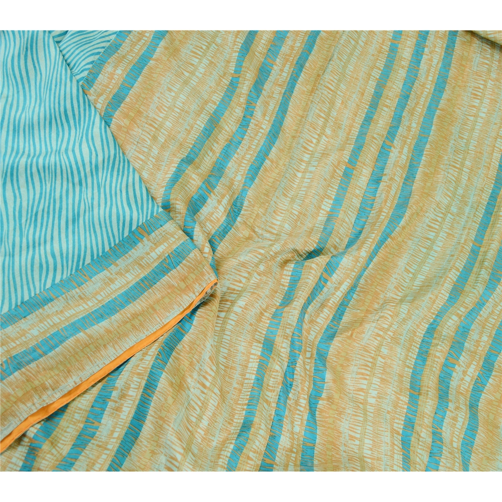 Sanskriti Vintage Sarees Leheria Printed Blue Pure Silk Sari Soft Craft Fabric, PR-60933-Blue-Printed Floral Design-Pure Silk-2