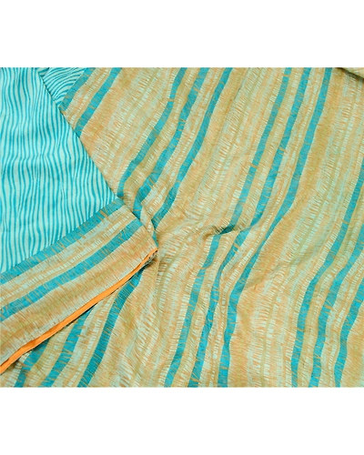 Sanskriti Vintage Sarees Leheria Printed Blue Pure Silk Sari Soft Craft Fabric, PR-60933-Blue-Printed Floral Design-Pure Silk-2