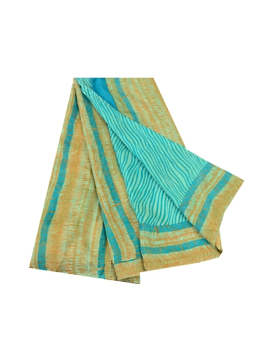 Sanskriti Vintage Sarees Leheria Printed Blue Pure Silk Sari Soft Craft Fabric, PR-60933-Blue-Printed Floral Design-Pure Silk-6