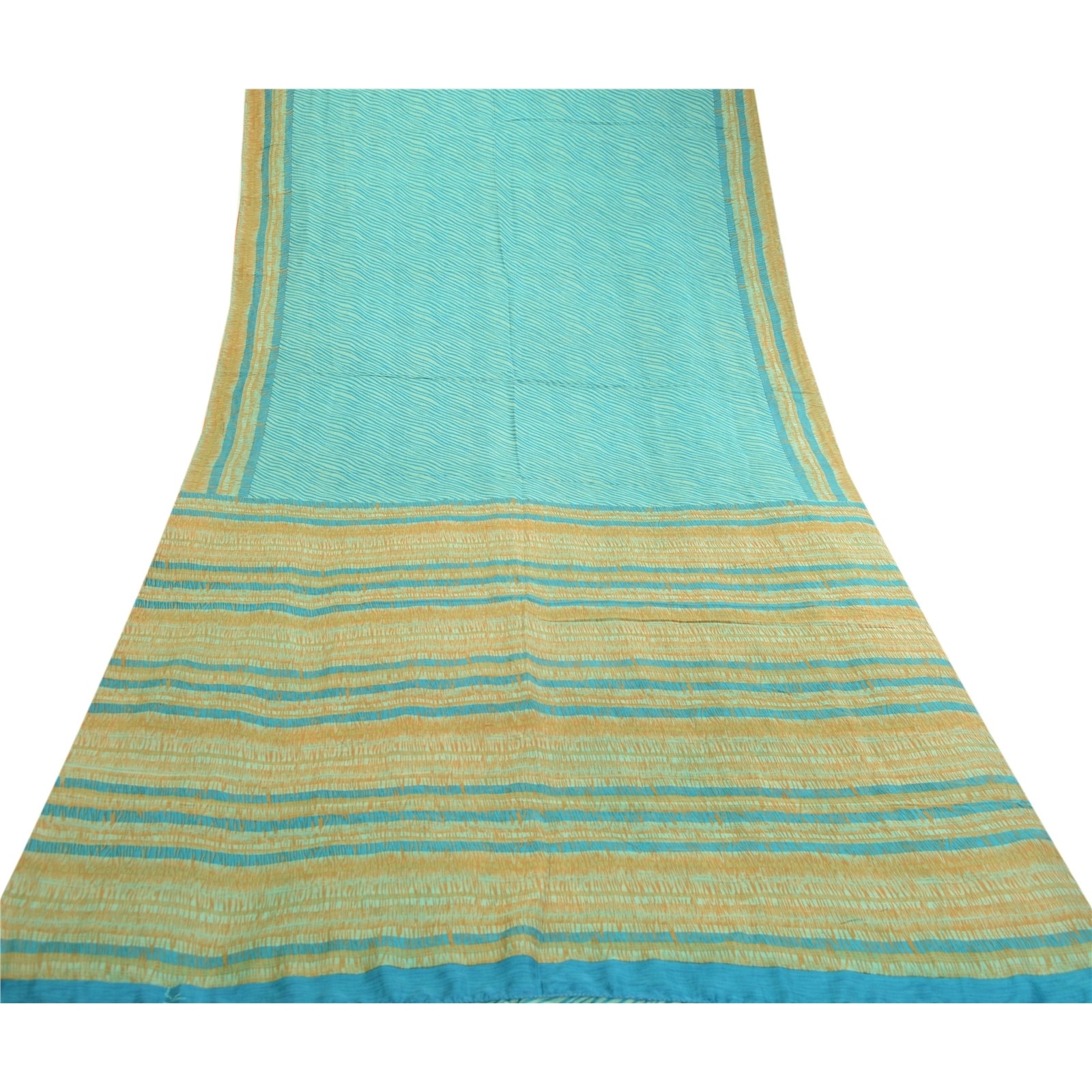 Sanskriti Vintage Sarees Leheria Printed Blue Pure Silk Sari Soft Craft Fabric, PR-60933-Blue-Printed Floral Design-Pure Silk-7