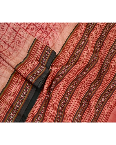 Sanskriti Vintage Sarees Pink Pure Silk Printed Sari Floral Soft Craft Fabric, PR-60948-Pink-Printed Floral Design-Pure Silk-1