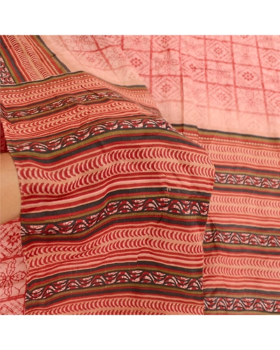 Sanskriti Vintage Sarees Pink Pure Silk Printed Sari Floral Soft Craft Fabric, PR-60948-Pink-Printed Floral Design-Pure Silk-5