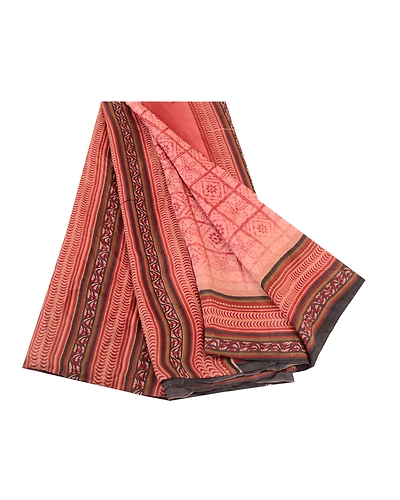 Sanskriti Vintage Sarees Pink Pure Silk Printed Sari Floral Soft Craft Fabric, PR-60948-Pink-Printed Floral Design-Pure Silk-6