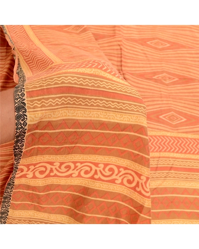 Sanskriti Vintage From India Sarees Orange Pure Silk Printed Sari Craft Fabric, PR-60954-Orange-Printed Floral Design-Pure Silk-5