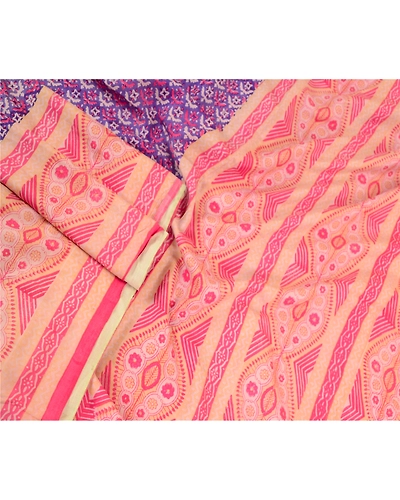 Sanskriti Vintage Sarees Blue 100% Pure Silk Printed Sari 5Yd Soft Craft Fabric, PR-60957-Blue-Printed Floral Design-Pure Silk-1