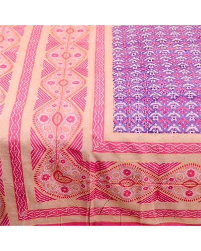 Sanskriti Vintage Sarees Blue 100% Pure Silk Printed Sari 5Yd Soft Craft Fabric, PR-60957-Blue-Printed Floral Design-Pure Silk-3