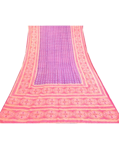 Sanskriti Vintage Sarees Blue 100% Pure Silk Printed Sari 5Yd Soft Craft Fabric, PR-60957-Blue-Printed Floral Design-Pure Silk-7