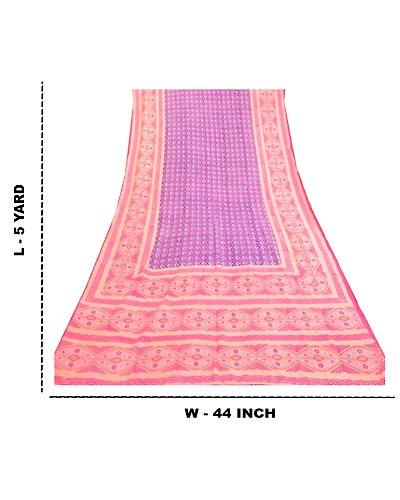 Sanskriti Vintage Sarees Blue 100% Pure Silk Printed Sari 5Yd Soft Craft Fabric, PR-60957-Blue-Printed Floral Design-Pure Silk-8