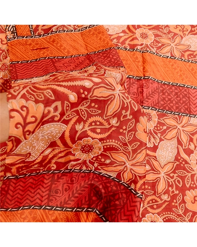 Sanskriti Vintage Sarees Dark Red Pure Silk Printed Sari Soft 5Yd Craft Fabric, PR-60961-Dark Red-Printed Floral Design-Pure Silk-5