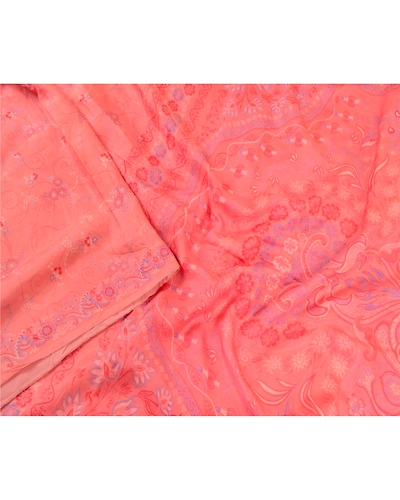 Sanskriti Vintage Sarees From India Pink Pure Silk Printed Sari 5Yd Craft Fabric, PR-61001-Pink-Printed Floral Design-Pure Silk-2