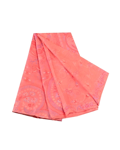 Sanskriti Vintage Sarees From India Pink Pure Silk Printed Sari 5Yd Craft Fabric, PR-61001-Pink-Printed Floral Design-Pure Silk-6