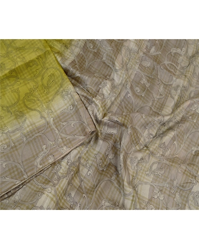 Sanskriti Vintage Sarees Indian Green Pure Silk Printed Sari 5Yd Craft Fabric, PR-61035-Green-Printed Floral Design-Pure Silk-2