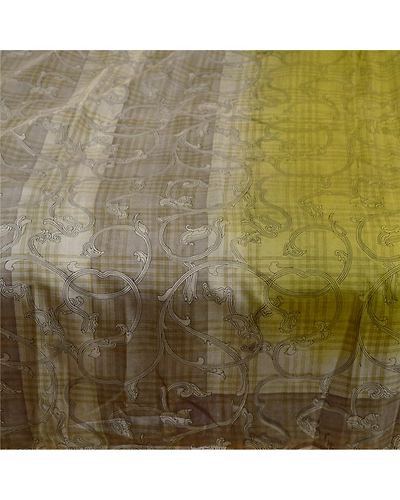 Sanskriti Vintage Sarees Indian Green Pure Silk Printed Sari 5Yd Craft Fabric, PR-61035-Green-Printed Floral Design-Pure Silk-3
