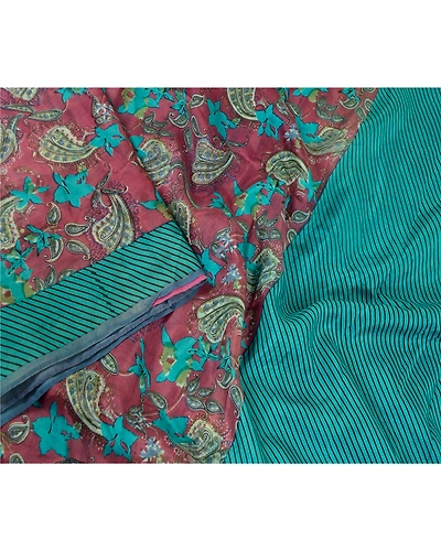 Sanskriti Vintage Sarees Purple 100% Pure Silk Printed Sari Soft Craft Fabric, PR-61051-Purple-Printed Floral Design-Pure Silk-3
