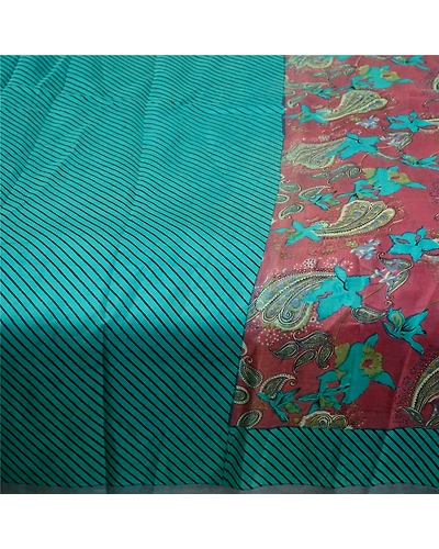Sanskriti Vintage Sarees Purple 100% Pure Silk Printed Sari Soft Craft Fabric, PR-61051-Purple-Printed Floral Design-Pure Silk-4