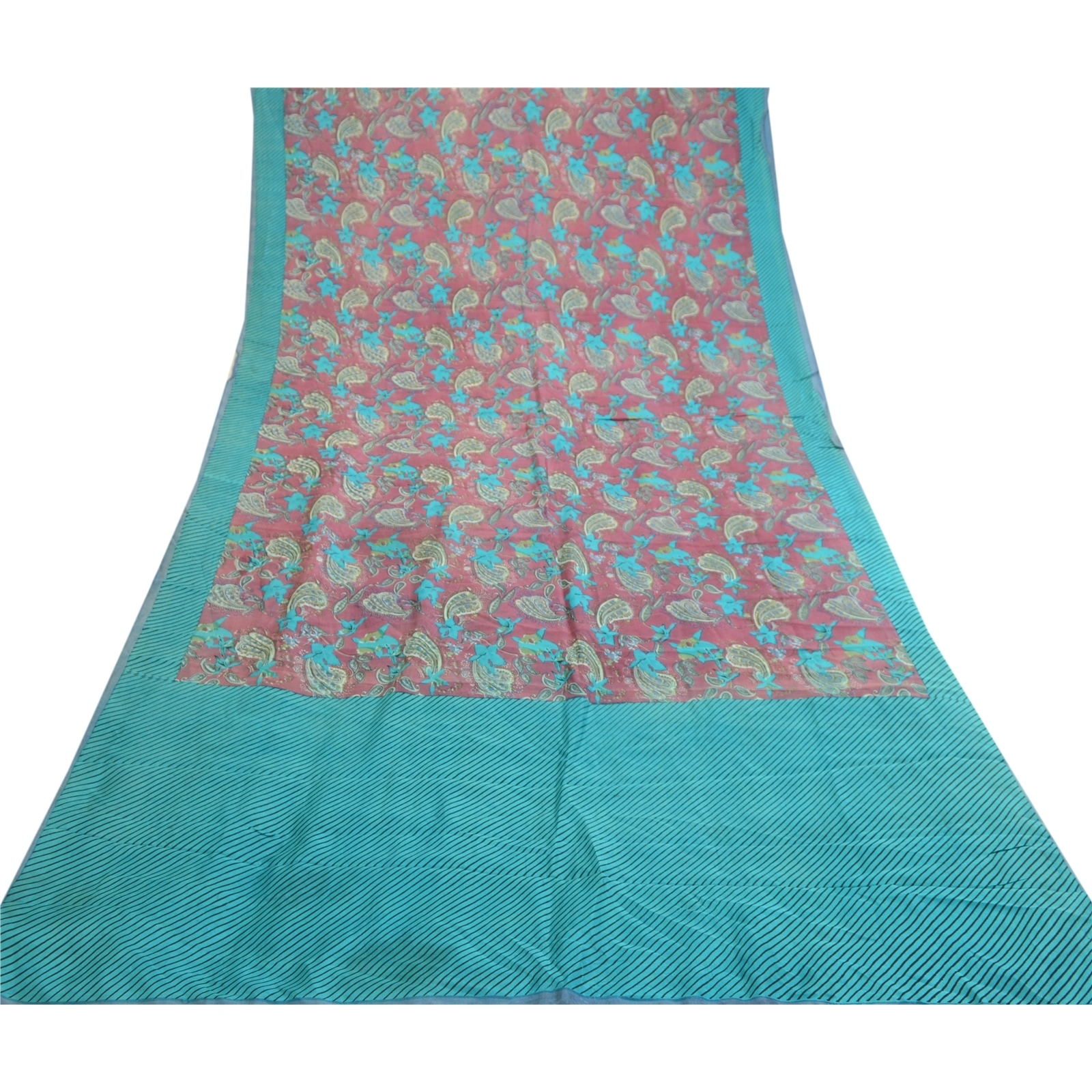 Sanskriti Vintage Sarees Purple 100% Pure Silk Printed Sari Soft Craft Fabric, PR-61051-Purple-Printed Floral Design-Pure Silk-8