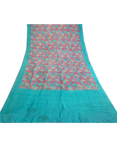 Sanskriti Vintage Sarees Purple 100% Pure Silk Printed Sari Soft Craft Fabric, PR-61051-Purple-Printed Floral Design-Pure Silk-8