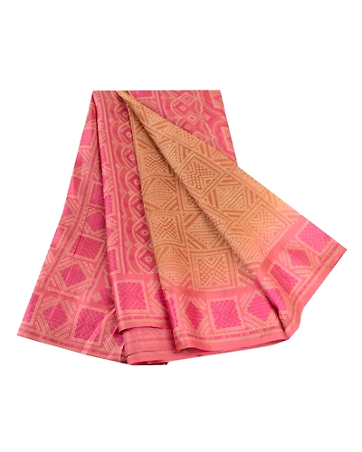 Sanskriti Vintage Sarees Brown Bandhani Printed Pure Silk Sari Soft Craft Fabric, PR-61067-Brown-Printed Floral Design-Pure Silk-6