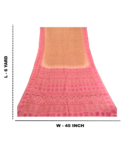Sanskriti Vintage Sarees Brown Bandhani Printed Pure Silk Sari Soft Craft Fabric, PR-61067-Brown-Printed Floral Design-Pure Silk-8