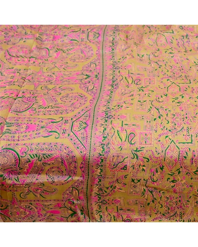 Sanskriti Vintage Sarees Indian Green Pure Silk Printed Sari 5Yd Craft Fabric, PR-61122-Green-Printed Floral Design-Pure Silk-3