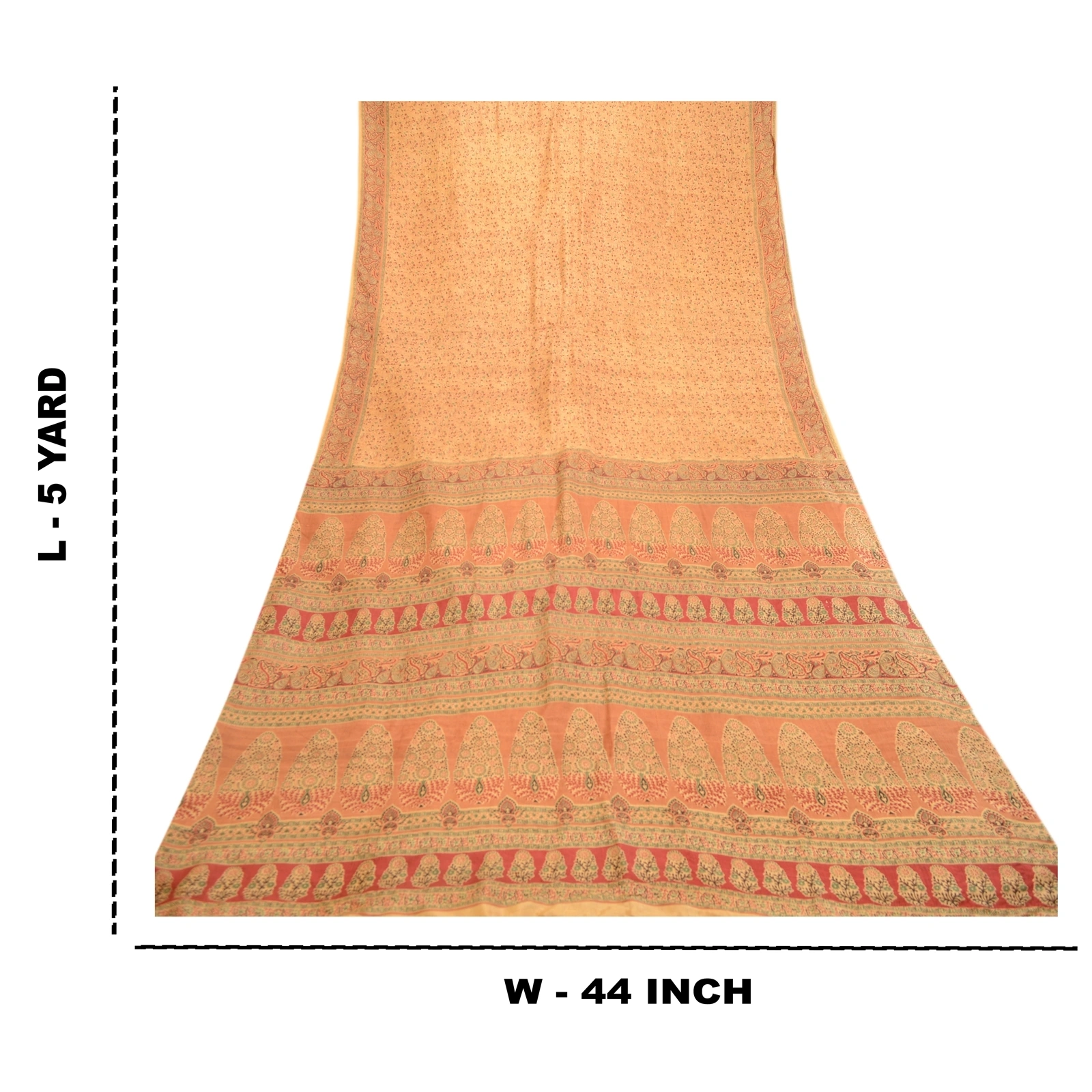 Sanskriti Vintage Sarees Indian Caramel Pure Silk Printed Sari Soft Craft Fabric, PR-61129-Caramel-Printed Floral Design-Pure Silk-8