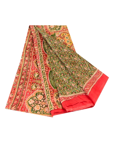 Sanskriti Vintage Sarees Green Pure Silk Printed Sari Floral 5Yd Craft Fabric, PR-61145-Green-Printed Floral Design-Pure Silk-6